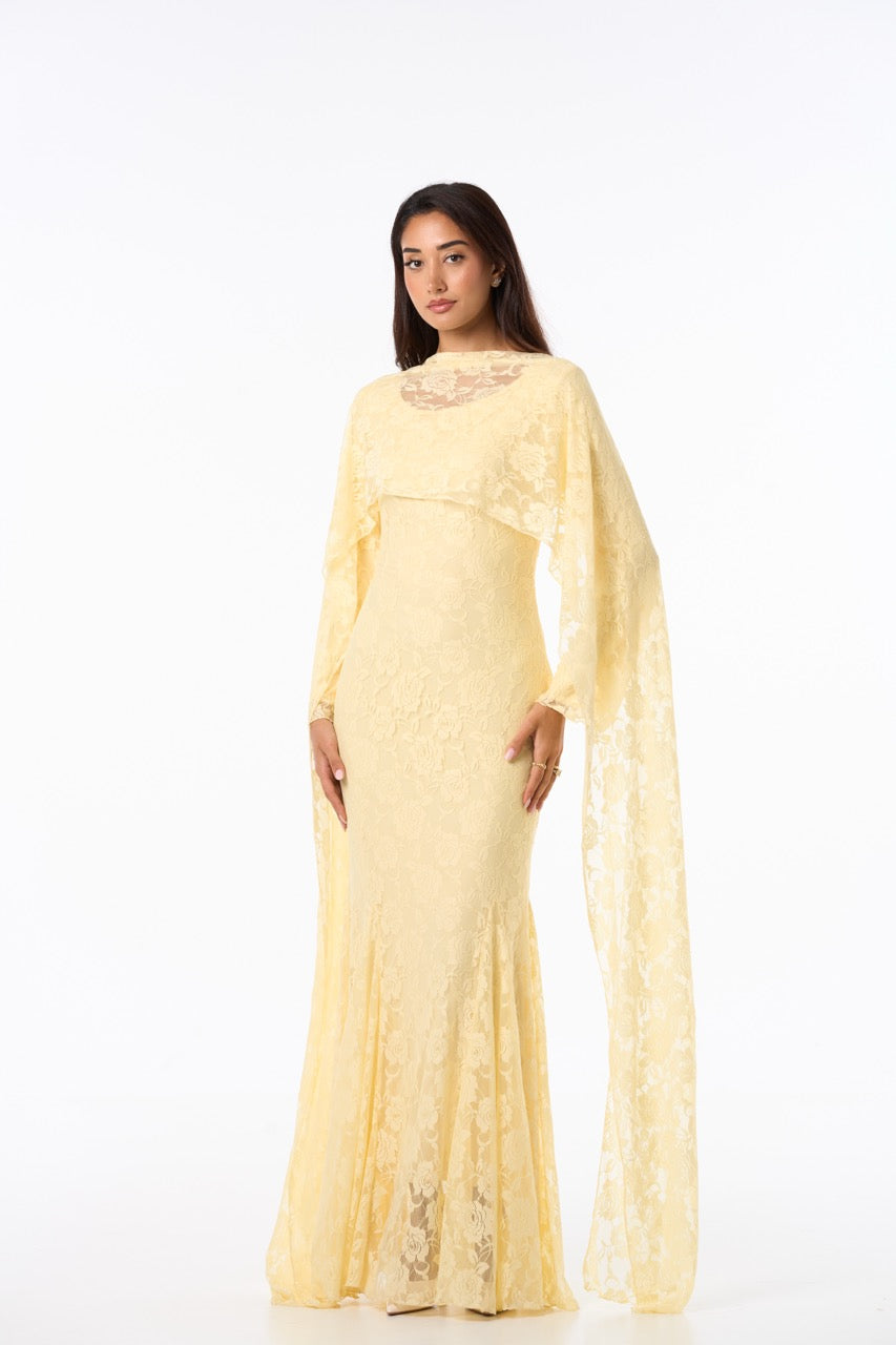 Long Lace Dress YELLOW