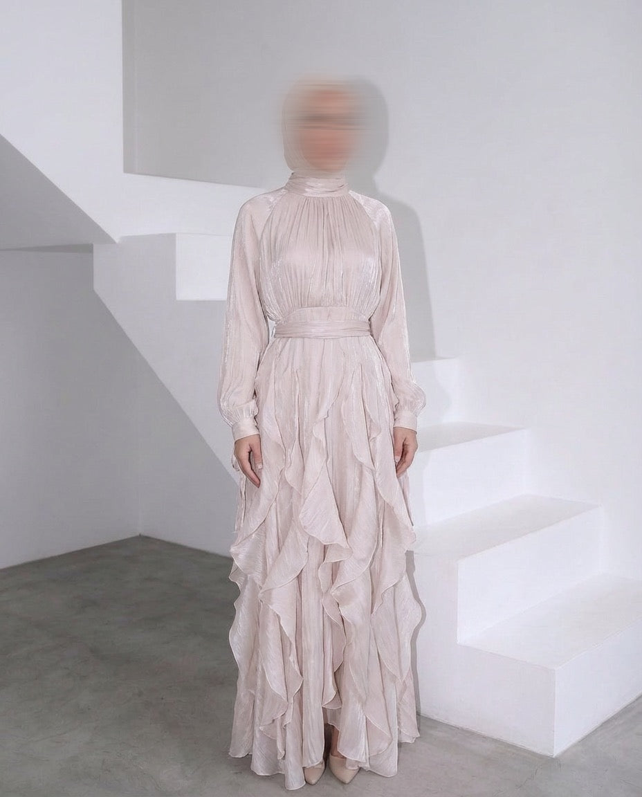 Layered Maxi Dress - BEIGE