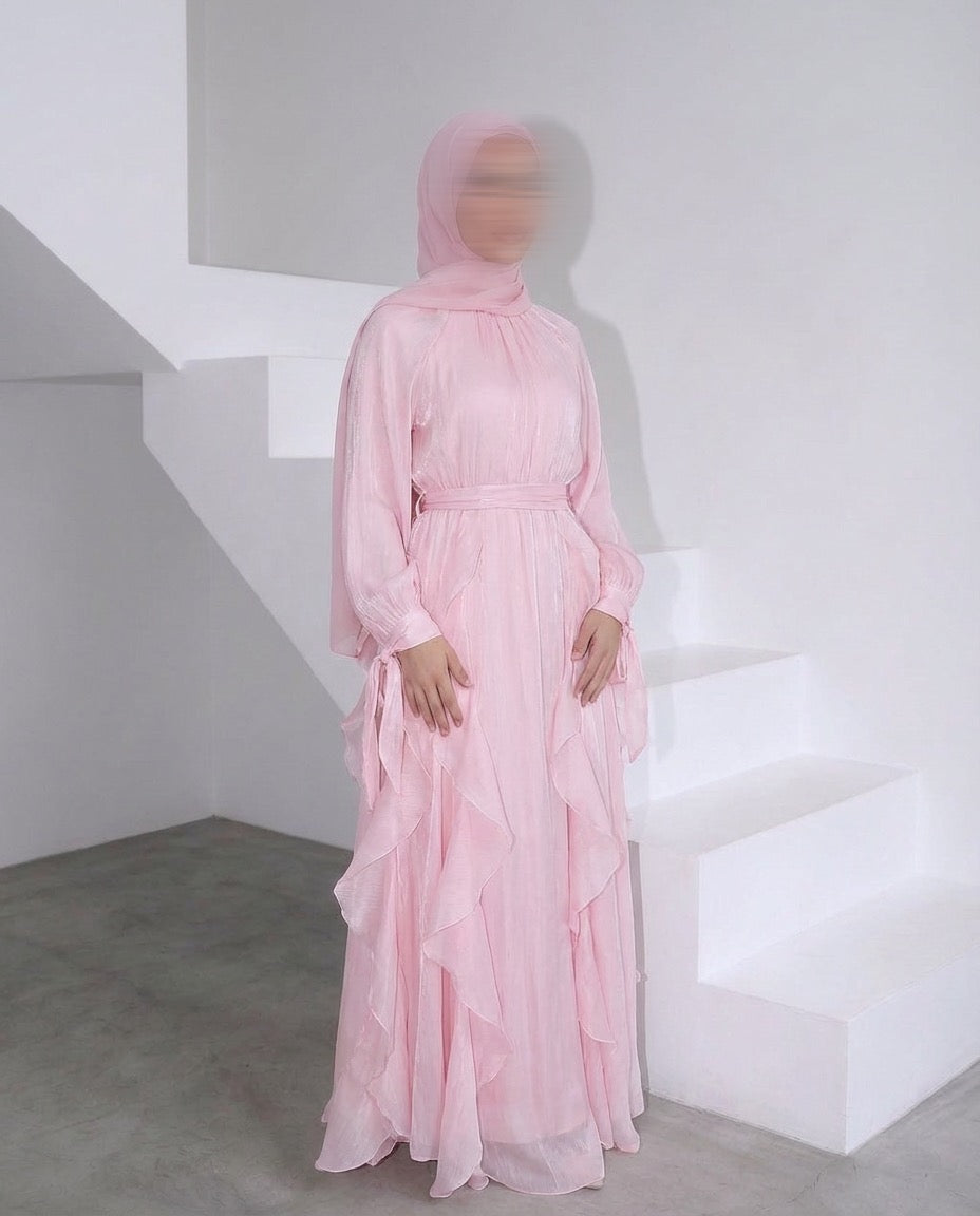 pink layered dress Maxi MODEL CURVY Women's White Satin Dress Fabric has no stretch Size:4XLP