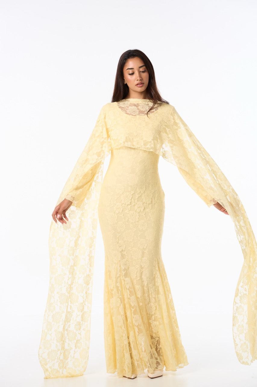 Long Lace Dress YELLOW
