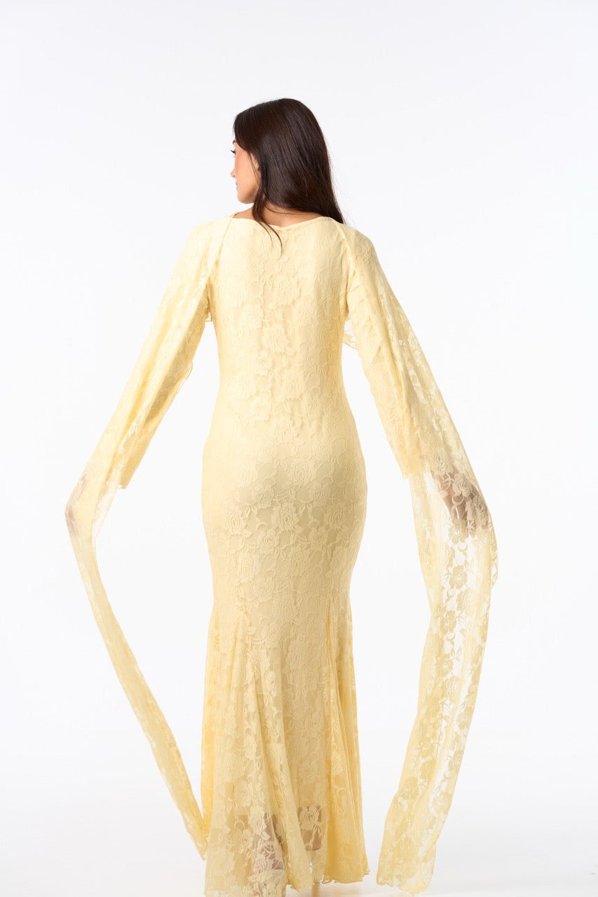 Long Lace Dress YELLOW