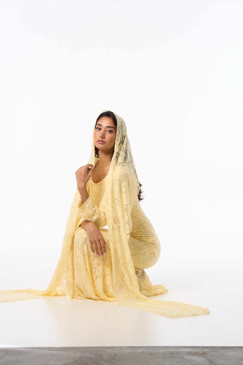 Long Lace Dress YELLOW
