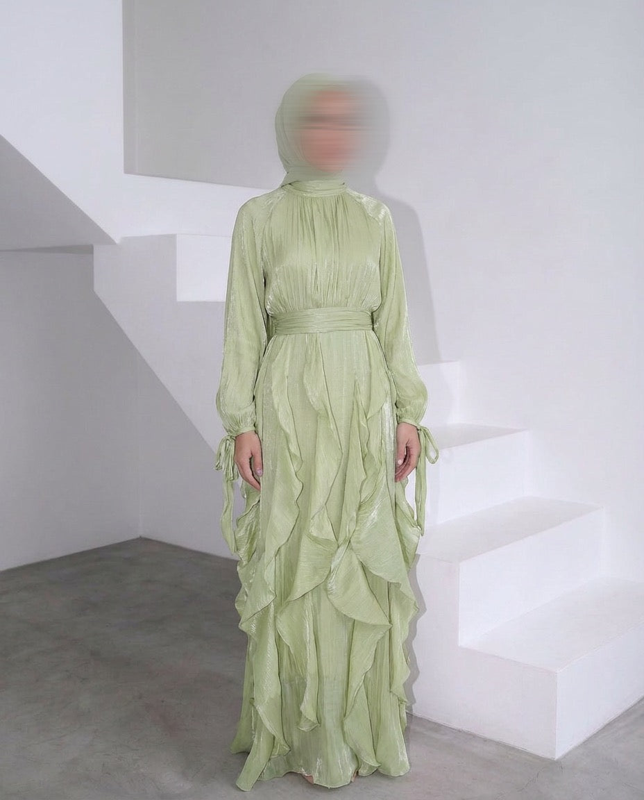 Layered Maxi Dress - SAGE GREEN