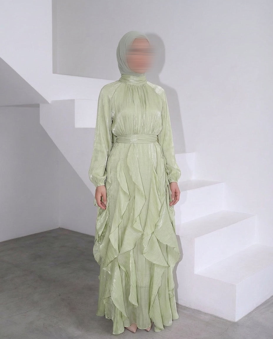 Layered Maxi Dress - SAGE GREEN
