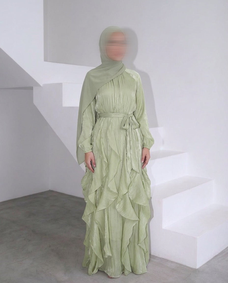 Layered Maxi Dress - SAGE GREEN