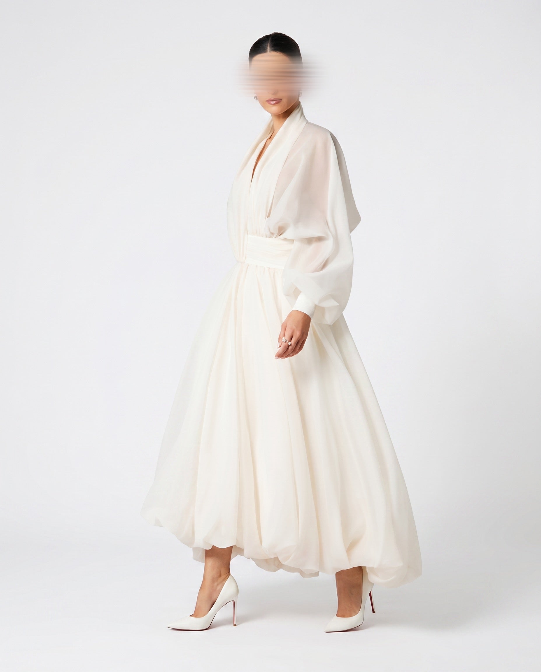 Bloom Puff Sleeve Dress - Cream